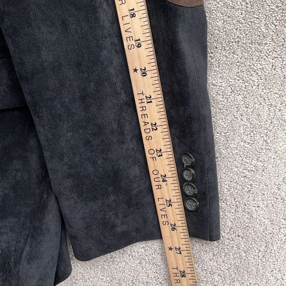 Chaps‎ Blazer Men 48L Black Corduroy Mottled Elbow Patches Classic Academia